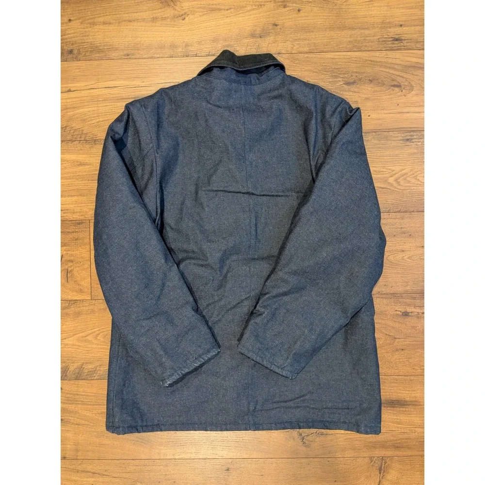 VTG Dickies Men Denim Chore Coat Barn Jacket Corduroy Collar Lined Workwear READ